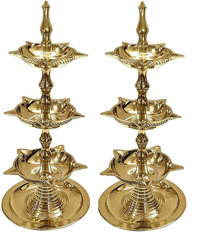 Standing Brass Kerala Samai Diwali Deepak for Puja Traditional Panchmahal Pooja Deepam Diya