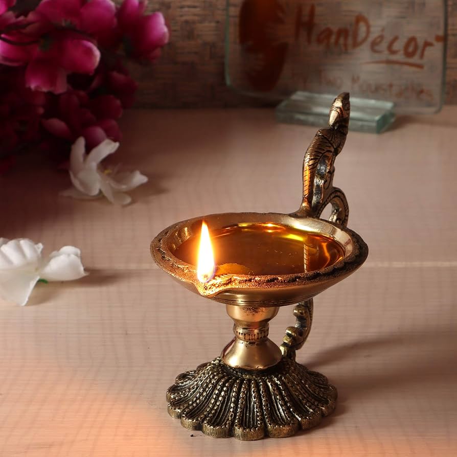 Brass Diya with Parrot - WL3993